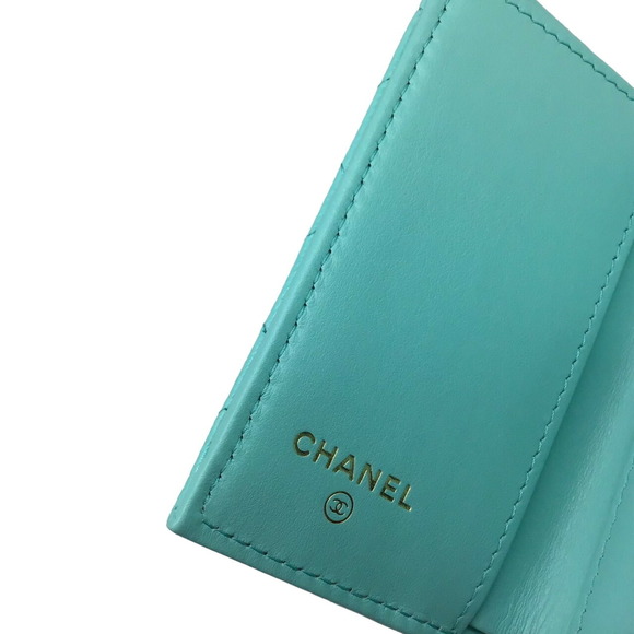 CHANEL Compact Wallet Small Tri-fold AP0230 SLG Leather Goods Caviar Skin Lig... - Picture 7 of 11